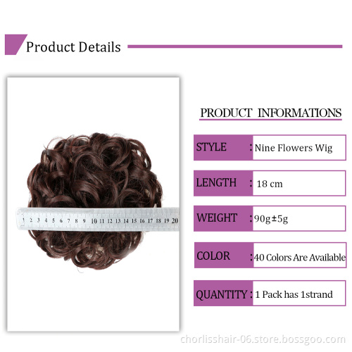 Wolesale Hot Selling Curly Scrunchie Chignon Hair Bun For Women And Girls Synthetic Hair Ring Wrap On Messy Hair Chignon Bun
